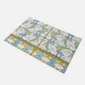 Sage Green Art Nouveau Water Lily Pattern ドアマット (アングル)