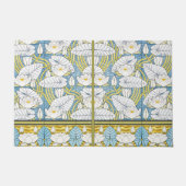 Sage Green Art Nouveau Water Lily Pattern ドアマット (正面)