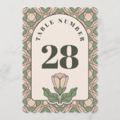Sage Green Art Nouveau Wedding Table Number Card 招待状 (裏面)