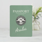 Sage Green Aruba Passport日付の保存 セーブザデート (スタンド正面)