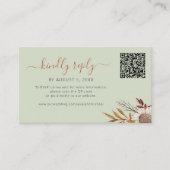 Sage green autumn fall boho wedding online rsvp エンクロージャーカード (正面)