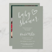 Sage Green Baby 男女兼用 Showerの写真 招待状 (正面/裏面)