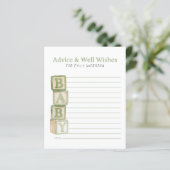 Sage Green Baby Blocks Advice & Well Wishes Card (スタンド正面)