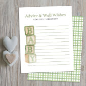 Sage Green Baby Blocks Advice & Well Wishes Card