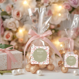 Sage Green Baby Bloom Baby Shower Invitation スクエアシール