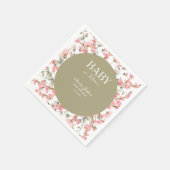 Sage Green Baby Bloom Baby Shower Invitation スタンダードカクテルナプキン (角)