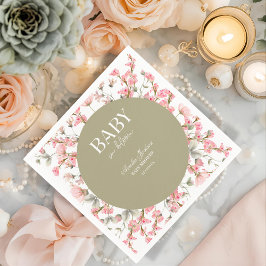 Sage Green Baby Bloom Baby Shower Invitation スタンダードカクテルナプキン
