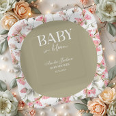 Sage Green Baby Bloom Baby Shower Invitation ペーパープレート