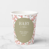 Sage Green Baby Bloom Baby Shower Invitation 紙コップ (正面)