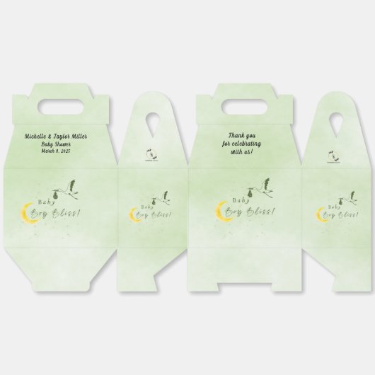 Sage Green Baby Boy Bliss Stork Special Delivery フェイバーボックス (見開き)