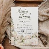 Sage Green Baby in Bloom Peony Garden 招待状