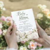 Sage Green Baby in Bloom Peony Garden 招待状