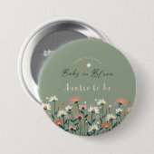 Sage Green Baby in Bloom Shower Auntie To Be 缶バッジ (正面&裏面)