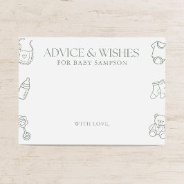 Sage Green Baby Shower Advice and Wishes エンクロージャーカード