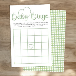 Sage Green Baby Shower Bingo Game Card チラシ