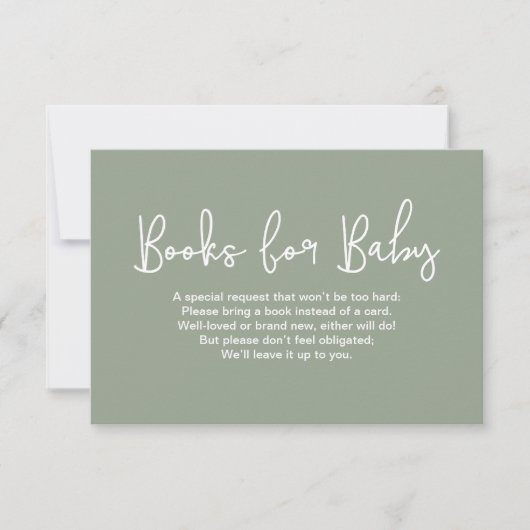 Sage Green Baby shower Book Request Digital print 招待状 (正面)