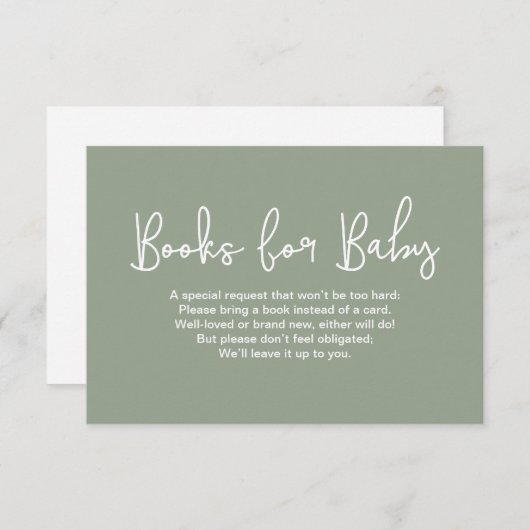 Sage Green Baby shower Book Request Digital print 招待状 (正面/裏面)