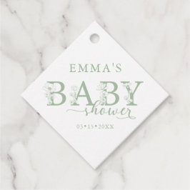 Sage Green Baby Shower | Elegant Wildflower フェイバータグ