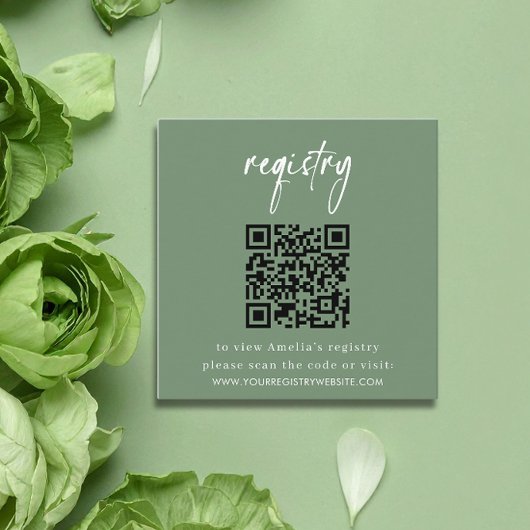 Sage Green Baby Shower Registry Card エンクロージャーカード