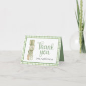 Sage Green Baby Shower Thank You Card | Blocks サンキューカード (正面)