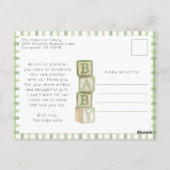 Sage Green Baby Shower Thank You Photo Card ポストカード (裏面)