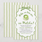 Sage Green Baby We love you so Matcha Baby Shower 招待状 (正面/裏面)