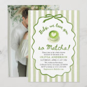 Sage Green Baby We love you so Matcha Baby Shower 招待状 (正面/裏面)
