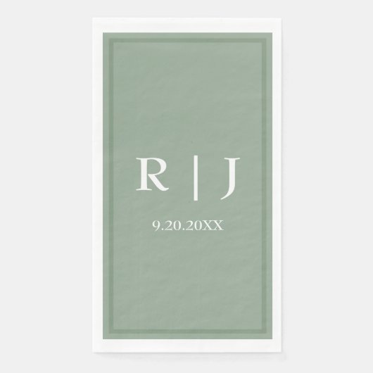 Sage Green Background Color Monogram Wedding (正面)