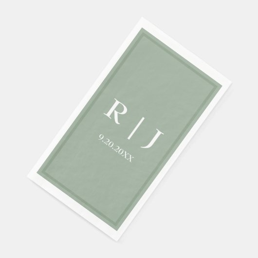 Sage Green Background Color Monogram Wedding (コーナー)