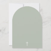 Sage Green Baptism Arch Minimalist Christening 招待状 (裏面)