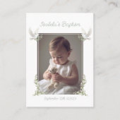 Sage Green Baptism Photo Lord's Prayer Card 名刺 (正面)