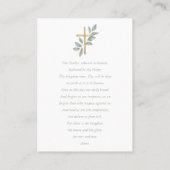 Sage Green Baptism Photo Lord's Prayer Card 名刺 (裏面)