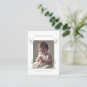Sage Green Baptism Photo Lord's Prayer Card 名刺 (スタンド正面)