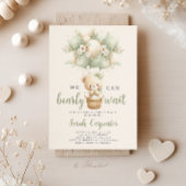 Sage Green Bear Baby Shower Boy Invitation 招待状