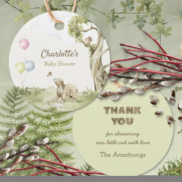 Sage Green Bearly Wait Round Baby Shower フェイバータグ