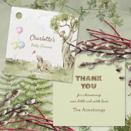 Sage Green Bearly Wait Square Baby Shower フェイバータグ