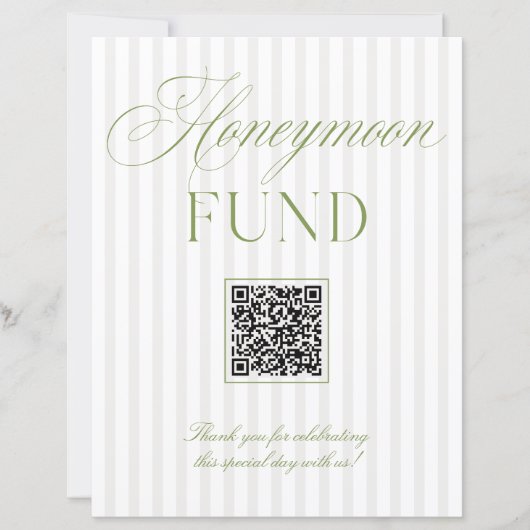 Sage Green & Beige Honeymoon Fund QR Code Sign (正面)