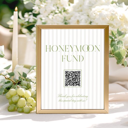 Sage Green & Beige Honeymoon Fund QR Code Sign