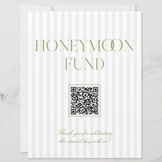 Sage Green & Beige Honeymoon Fund QR Code Sign (正面)