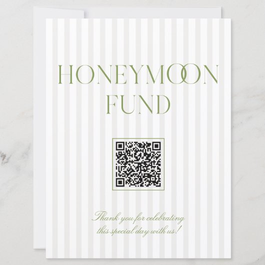 Sage Green & Beige Honeymoon Fund QR Code Sign (正面)