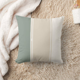 Sage Green Beige Pastel stripes Pillow クッション