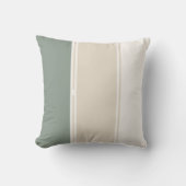 Sage Green Beige Pastel stripes Pillow クッション (正面)