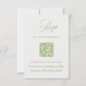 Sage Green & Beige QRコードRSVPのカー結婚ド 出欠カード (正面)
