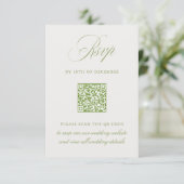 Sage Green & Beige QRコードRSVPのカー結婚ド 出欠カード (スタンド正面)