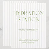 Sage Green & Beige Stripe Hydration Station Sign (正面/裏面)