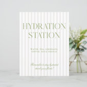 Sage Green & Beige Stripe Hydration Station Sign (スタンド正面)