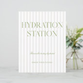 Sage Green & Beige Stripe Hydration Station Sign (スタンド正面)