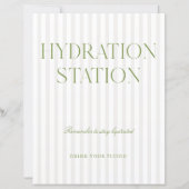 Sage Green & Beige Stripe Hydration Station Sign (正面)