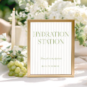 Sage Green & Beige Stripe Hydration Station Sign