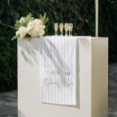 Sage Green & Beige Stripe Wedding Open Bar Banner 横断幕